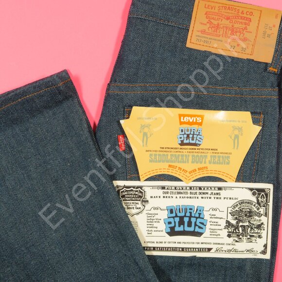 Vintage Levis Jeans Mens 27 Blue Saddleman 917 Raw Denim 1970s Deadstock - Picture 1 of 8